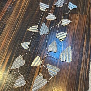 Striped Heart Galvanized Metal Garland 76” long